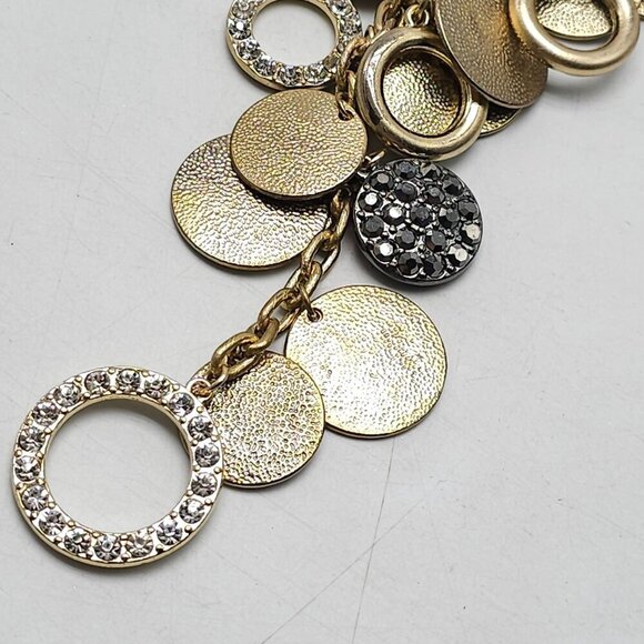 Gold-Tone Alfani Necklace & Dangle Earrings Set With Textured & Rhinestone Accen - Picture 5 of 9